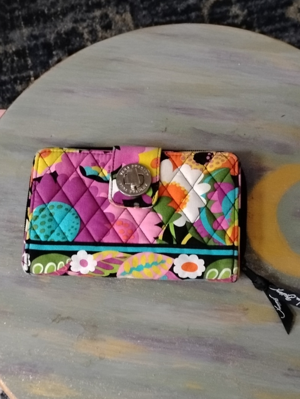 Vera Bradley Quilted Floral Zip Wallet - Purple Multi